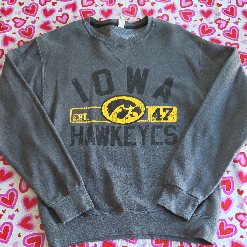 Fruit of the Loom Iowa Hawkeyes Black and Gold Crewneck Sweater